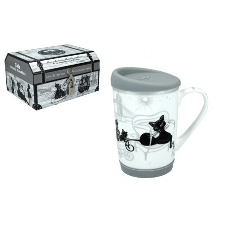 Carmani porcelán utazóbögre - London fekete macska - 320 ml