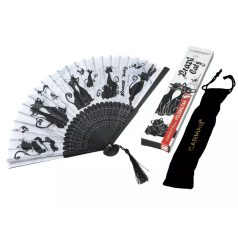 Carmani legyező - Fekete macskás - 20 cm