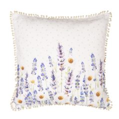    Clayre & Eef - Lavender Field - párnahuzat kötős - 40x40 cm