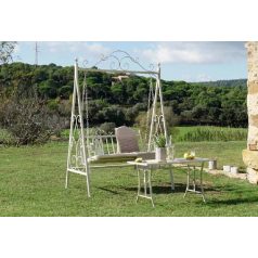 Asztal kávés, fém, régies, fehér - 100x50x56 cm