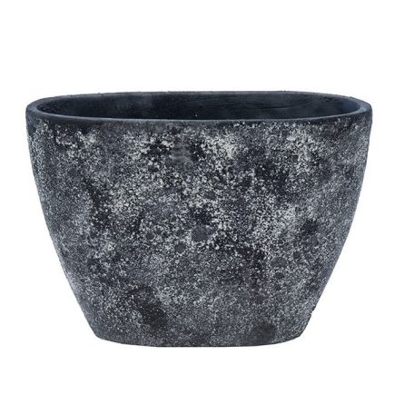 Moon ovális kőváza - Antracit - 40x16x28 cm 
