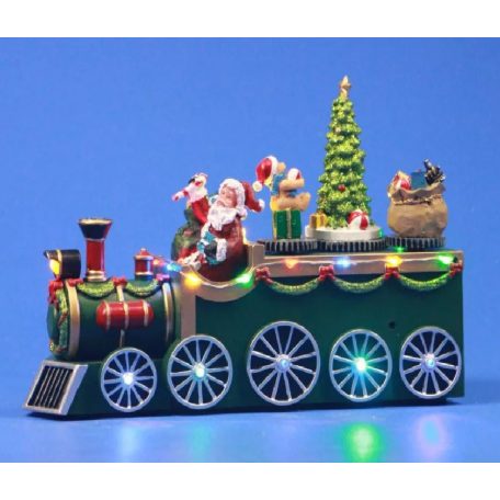 Karácsonyi vonat led műgyanta 24x7,5x17,5 cm mozgó zenélő 