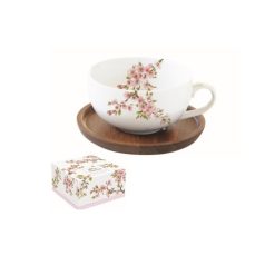   Sakura Porcelán teáscsésze akácfa alátét, diszdoboz - 250 ml 