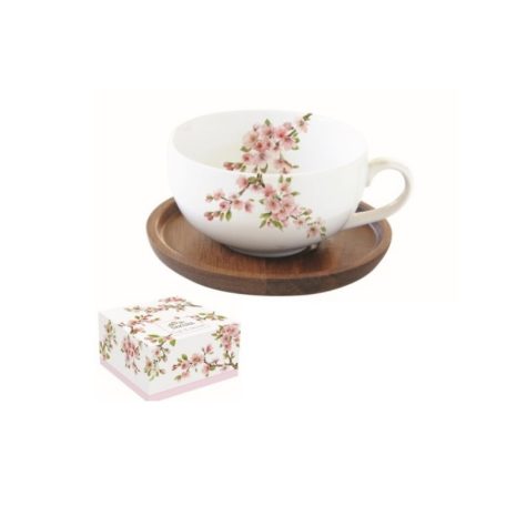 Sakura Porcelán teáscsésze akácfa alátét, diszdoboz - 250 ml 