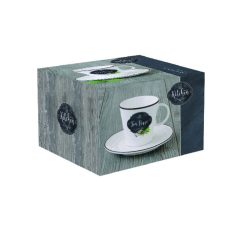   Kitchen Basics - Porcelán teáscsésze + alj, dobozban - 300 ml 