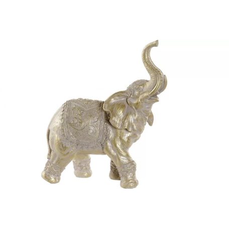 Figura műgyanta 22x10x26 cm elefánt aranyozott 