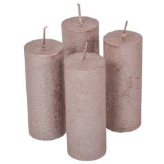   Rusztikus metál gyertya - Rózsaszín - 40x100 mm - 4 db/csomag 
