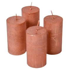 Rusztikus metál gyertya - Rosegold - 50x90mm - 4 db/csomag