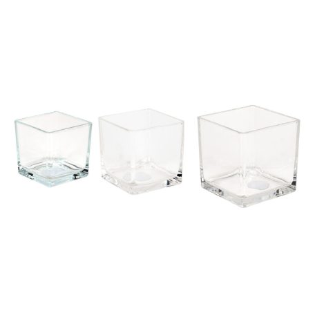 Üveg mécsestartó kocka - 8 cm, 10 cm, 12,5 cm    